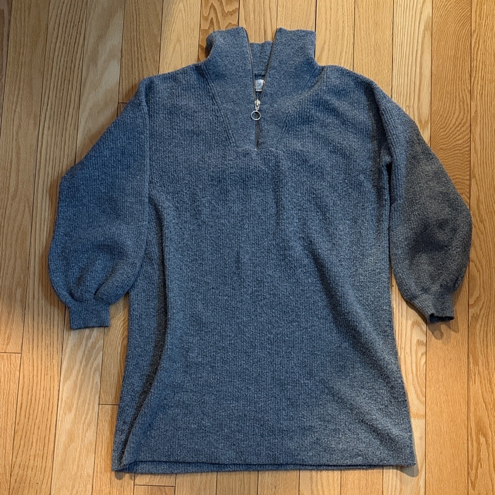 LOFT Women's Gray Zip-Up Sweater Dress